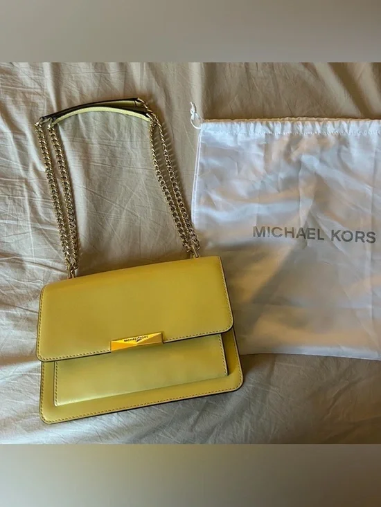 Michael Kors Yellow Leather Chain-Strap Crossbody - Picture 3 of 6